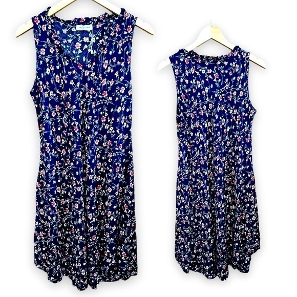 ACE Fashion Navy Floral Print Tie Front Dress, Size Large - Picture 4 of 12